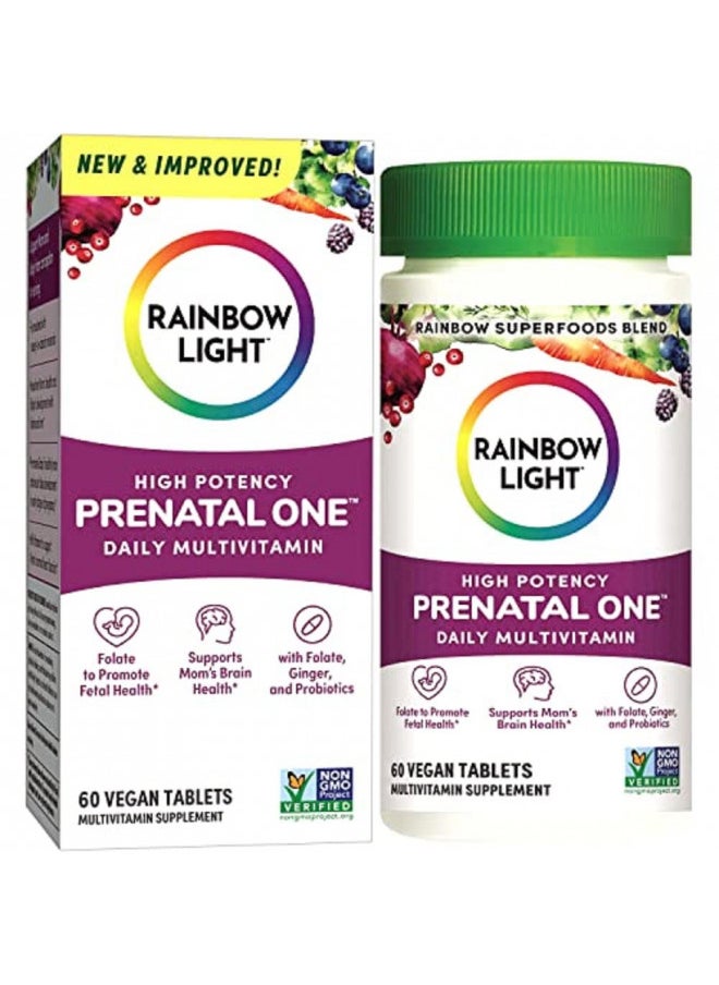 Rainbow Light Rainbow Light High-Potency Prenatal One Multivitamin, Prenatal Health Multivitamin Supports Mom's Health and Baby's Development, With Vitamin C, Vegan, 60 Count  - Image 1
