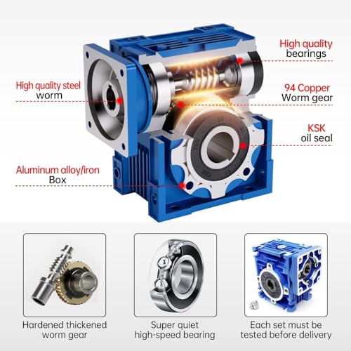 CNCTOPBAOS NMRV030 Worm Gear Reducer Speed Ratio 40:1 RV30 NMRV-030 Worm Gearbox Speed Reducer Square NMRV30 Output 14mm Shaft for Nema23 Stepper Motor - Image 4