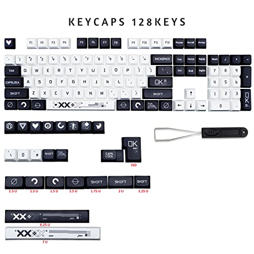 MOLGRIA B42 Keycaps, 128 Set Dark Blue and White Keycaps for Mechanical Keyboard, Custom PBT XDA Profile Key Caps for Kailh Cherry MX Switch fit ANSI and ISO Layout Keyboard - Image 2