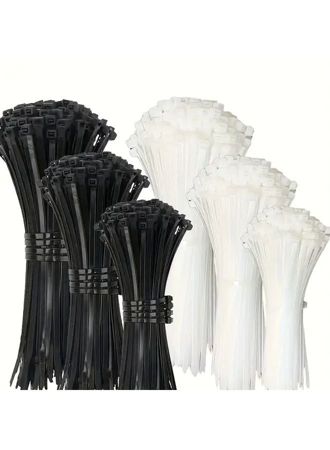 300 قطعة أربطة الكابلات النايلون الأسود 3.94 بوصة 5.91 بوصة 7.87 بوصة قابلة للتعديل مقاومة للماء للمنزل والمكتب - Image 3