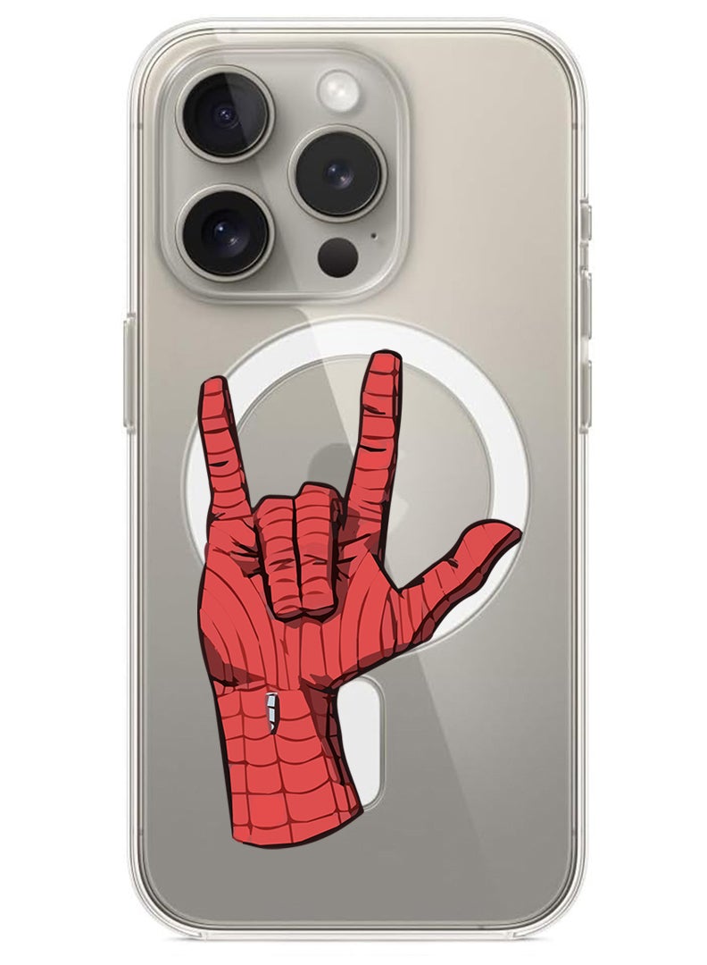 Theodor Magnetic Case for iPhone 15 Pro 6.1-inch Compatible with MagSafe Wireless Charging, Shockproof Phone Bumper Cover Spiderman Hand-01 - Image 1