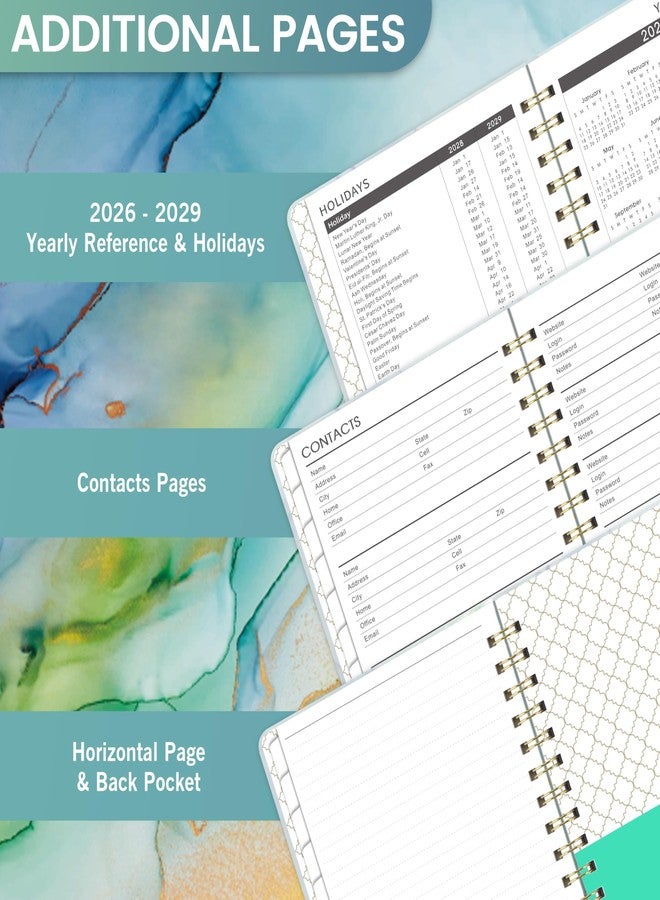 Journaltastic 2024-2026 Monthly Planner - 3 Year Monthly Planner 2024-2026 with Monthly Tabs, Jan. 2024 - Dec. 2026, 6.3" x 8.4", 2024-2026 Monthly Calendar with Flexible Cover, 27 Note Pages & Tabs, Inner Pocket - - Image 3