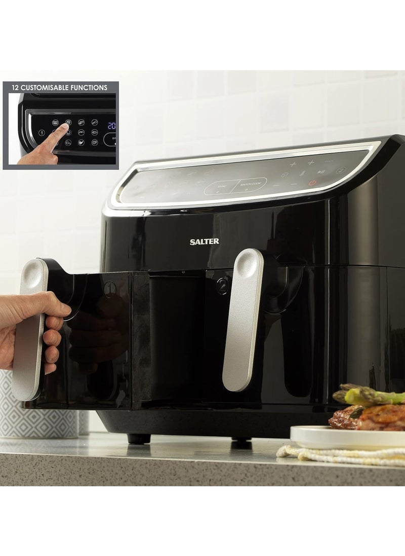 Salter - Salter Dual Air Fryer - Double Drawer, 2 Non-Stick Cooking Trays, Sync & Match Cook Function, Independent Cooking, 8.2L, Sensor Touch Display, 12 Presets, Oil Free, 2200W-2600W, - Image 1