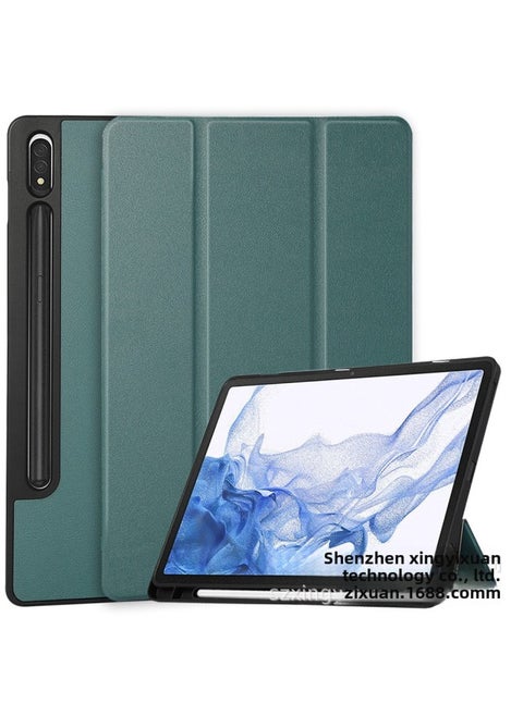 For Samsung Tab S9 S7 S8 Plus FE 12.4 Inch/S9 Ultra Soft Case Pen Slot Case-Color:Dark Green-Applicable Model:Tab S8 Plus X800 X806/S7 Plus/S7 Lite/S7 FE