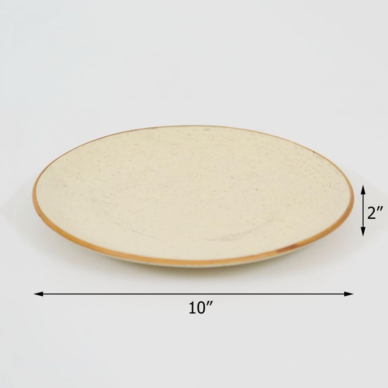 Tarang Arts Handmade White Ceramic FoodSalad Plate Heat Proof Microwave Dishwasher Safe Handmade Kitchen Utensils for Food ServingDecorative White 10 inch - Image 2