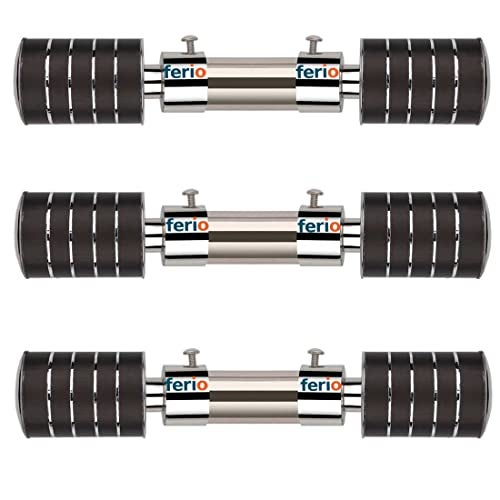 FERIO Stainless Steel Curtain Bracket Holder for Door and Windows Fitting Accessories for 1 Inch Rod Size Only Finial Set Black Colour (Pack of 6) - Image 1