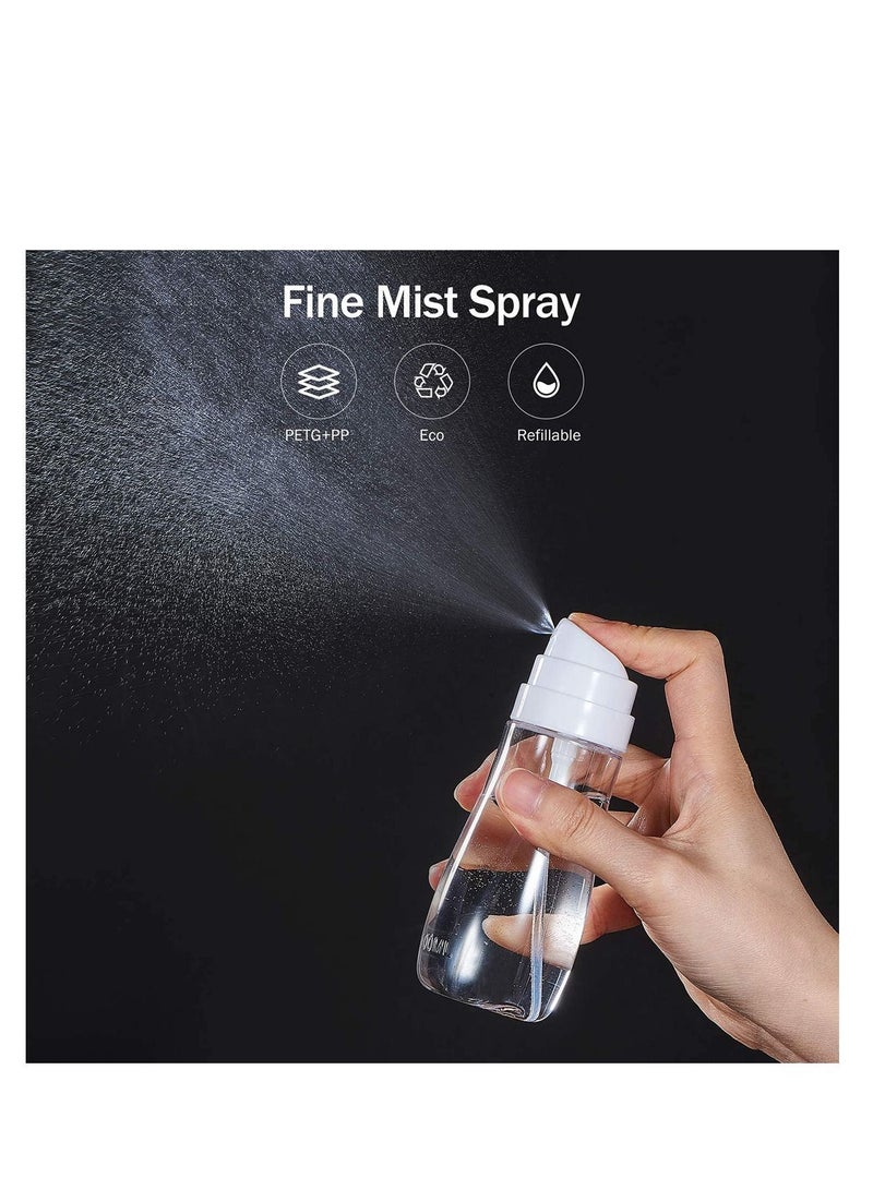 NIBEMINENT Plastic Empty Spray Bottles with Fine Mist Sprayer, 3.4oz/ 100ml Refillable Portable Travel Bottle, Liquid Chemical Resistance (2 Pack) - Image 4