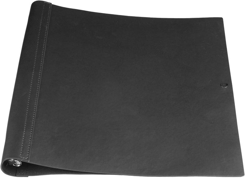 Teling 1 Pcs Leather 3 Ring Binder Holds 8.5 x 11 Inch Paper Binder Organizer Vintage Faux Leather Portfolio Folder Planner for Office Home Document Photo Diary Supplies (Black) - Image 1