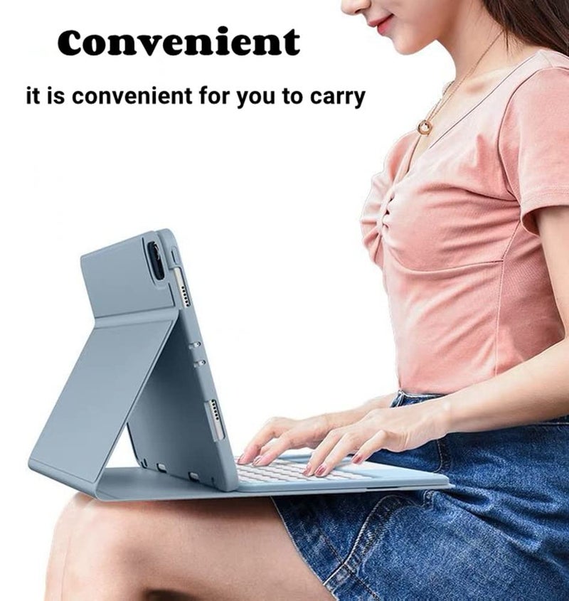 AnMengXinLing Keyboard Case for iPad Air 13 Inch (M3 2025/M2 2024)/iPad Pro 12.9 6th/5th/4th Generation,Touchpad Detachable Keyboard with Pencil Holder -Slim Leather Folio Cover, Sky Blue - Image 5