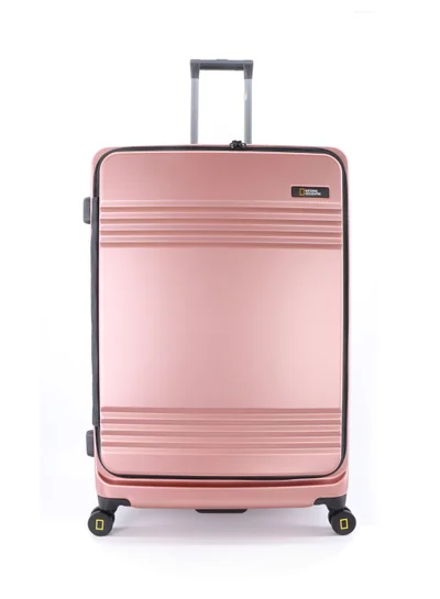 NATIONAL GEOGRAPHIC National Geographic Lodge Check-In Large Travel Suitcase, 100% PC Durable Lightweight Hard Shell Expandable Luggage, 4 Double Wheel, TSA Lock Trolley Bag Rose Gold (71 cm/24 Inch).