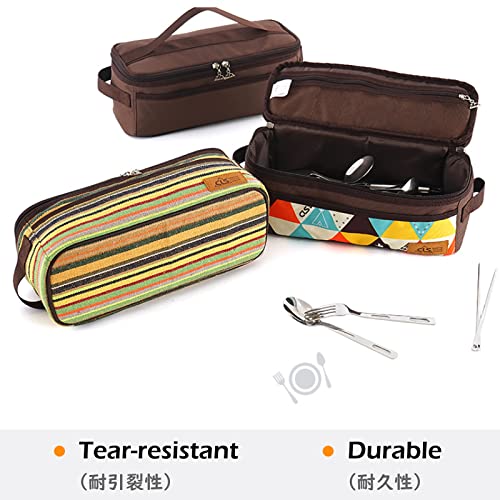 TRIWONDER Camping Travel Cookware Organizer Bag Cooking Utensils Storge Portable Pouch for Outdoor Barbecue Camping Cooking Spoon Chopsticks Organizing (Brown) - Image 5