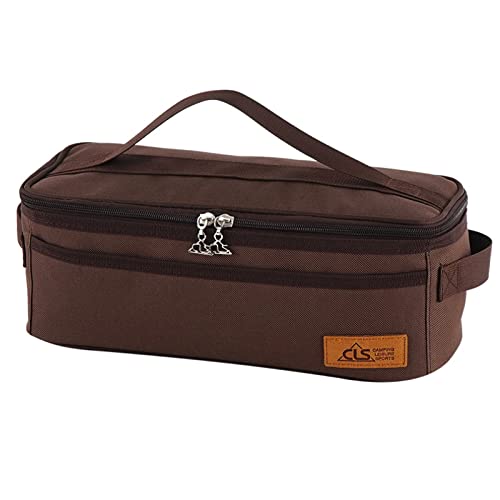 TRIWONDER Camping Travel Cookware Organizer Bag Cooking Utensils Storge Portable Pouch for Outdoor Barbecue Camping Cooking Spoon Chopsticks Organizing (Brown) - Image 1