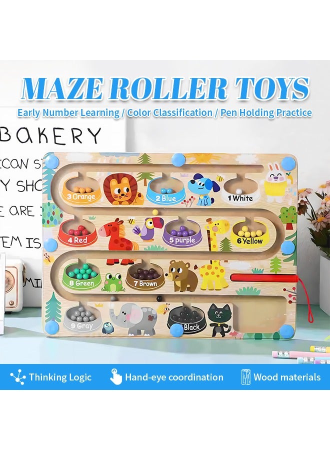Magnetic Game For Kids Number Maze Montessori Matching Toys Novelty Wooden Labyrinth Educational Games Magnetic Board for Attention and Focus fro 2-4 Years Gift Girl Boy - Image 2