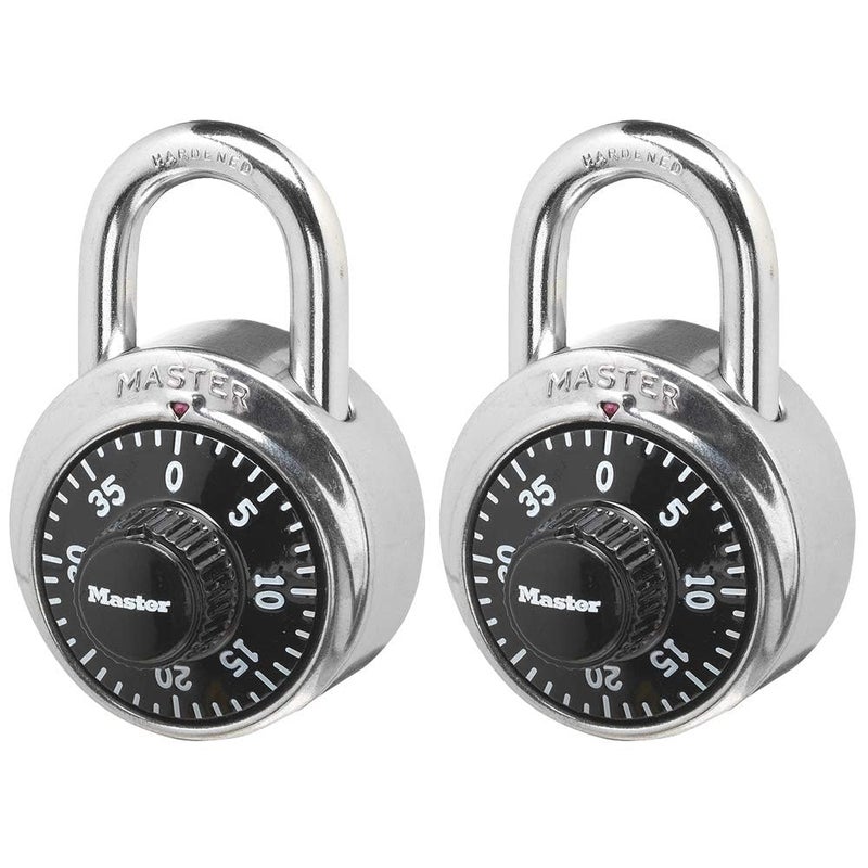 Master Lock Black Gym Locker Lock Combination Padlock, Indoor Combo Lock with Preset 3-Digit Code for Cabinets, Storage, 2 Pack, 1500T - Image 1