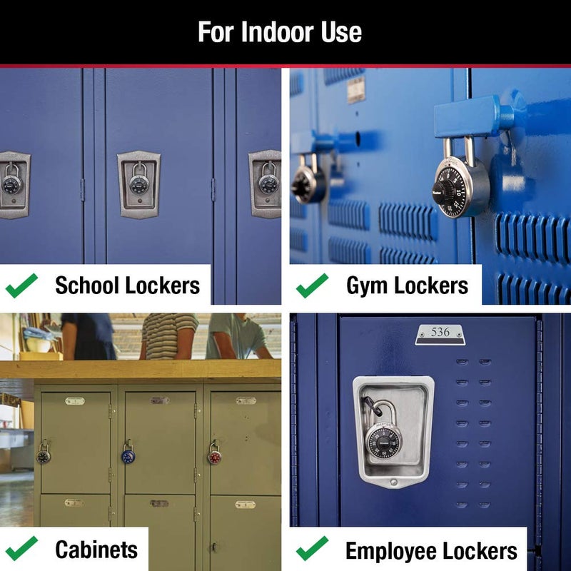 Master Lock Black Gym Locker Lock Combination Padlock, Indoor Combo Lock with Preset 3-Digit Code for Cabinets, Storage, 2 Pack, 1500T - Image 3
