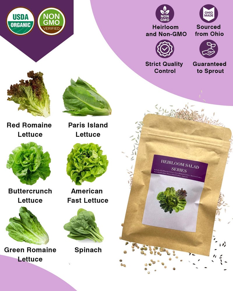 apoloseedic Salad Greens Seed Pod Kit for AeroGarden, iDoo with Red and Green Leaf, Romaine and American Fast, Buttercrunch, Parris Island Lettuce, Spinach - Compatible with All Hydroponics (7-Pod) - Image 3