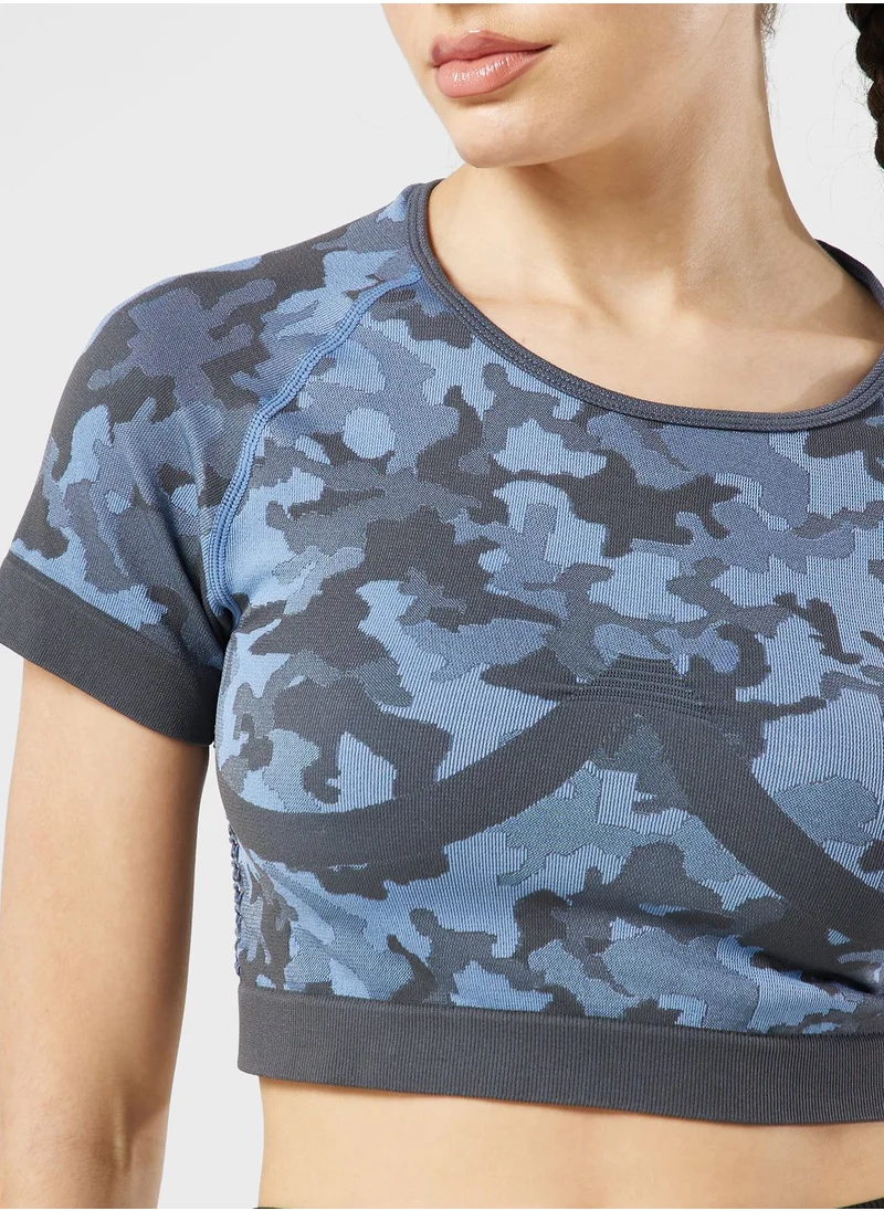 FRWD Printed Cutout Back Longline Sports Bra