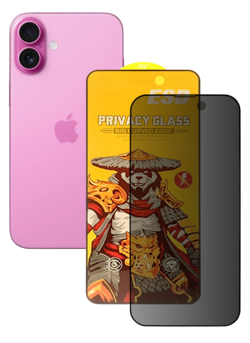 ESD Tempered Dustproof Privacy Glass Screen Protector Compatible For iPhone 16 Plus - Image 1