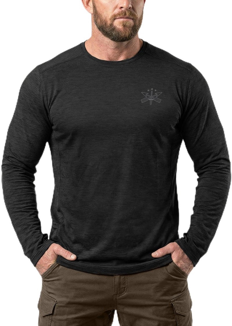 CQR Mens UPF 50 Sun Protection Long Sleeve Quick Dry Athletic Shirts Stretch Running Workout Hiking TShirts Nightfall Black XSmall - Image 2