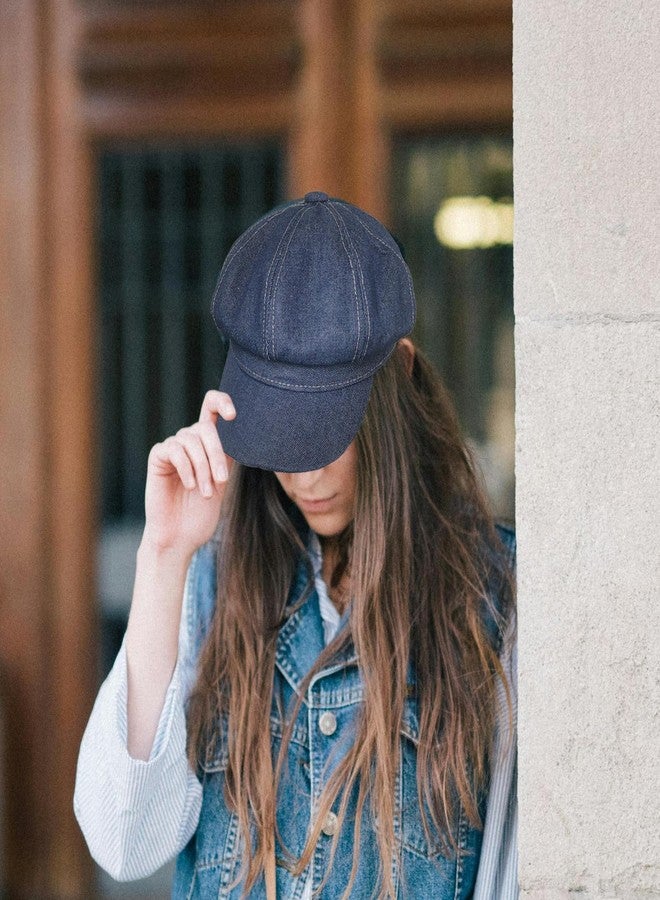 ZARSIO Denim Newsboy Hat Adjustable Beret Hat Cabbie Cap Octagonal Cap (US, Alpha, One Size, Denim Blue) - Image 4