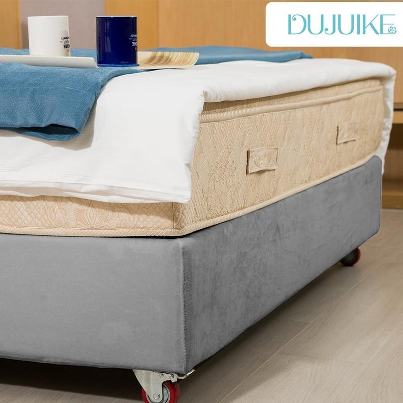 DUJUIKE Velvet Bed Frame Cover, Bed Base Wrap Cover, Alternative to Traditional Valance Bed Sheet Skirt Cover, Fully Elastic Around The Base of Your Bed, Easy to Install (Queen:59-63", Light Grey) - Image 4