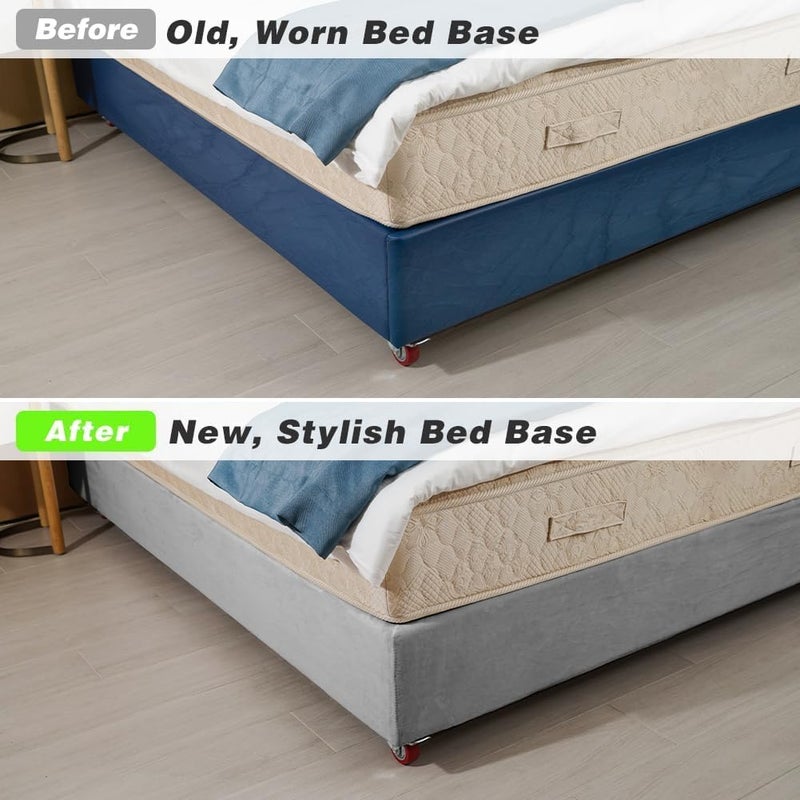 DUJUIKE Velvet Bed Frame Cover, Bed Base Wrap Cover, Alternative to Traditional Valance Bed Sheet Skirt Cover, Fully Elastic Around The Base of Your Bed, Easy to Install (Queen:59-63", Light Grey) - Image 5