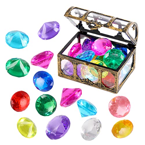 XIJUAN Diving gem Pool Toys Sand Toys14 Color Diamond Treasure Chest Summer Swimming gems Pirate Diving Toy Set Underwater Swimming toyChildrens Game Gifts for Boys and Girls - Image 1
