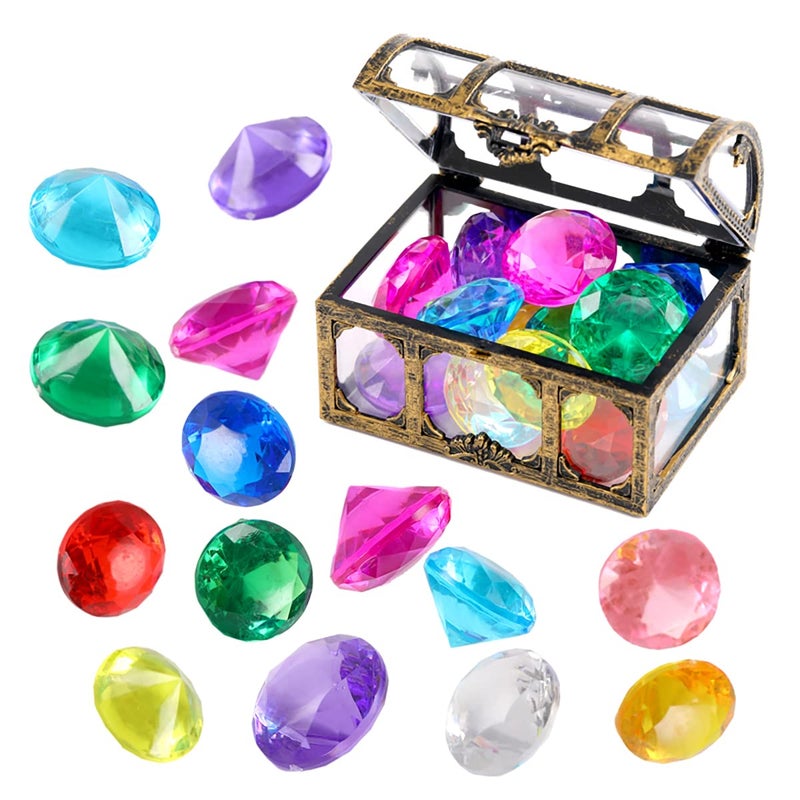 XIJUAN Diving gem Pool Toys Sand Toys14 Color Diamond Treasure Chest Summer Swimming gems Pirate Diving Toy Set Underwater Swimming toyChildrens Game Gifts for Boys and Girls - Image 2