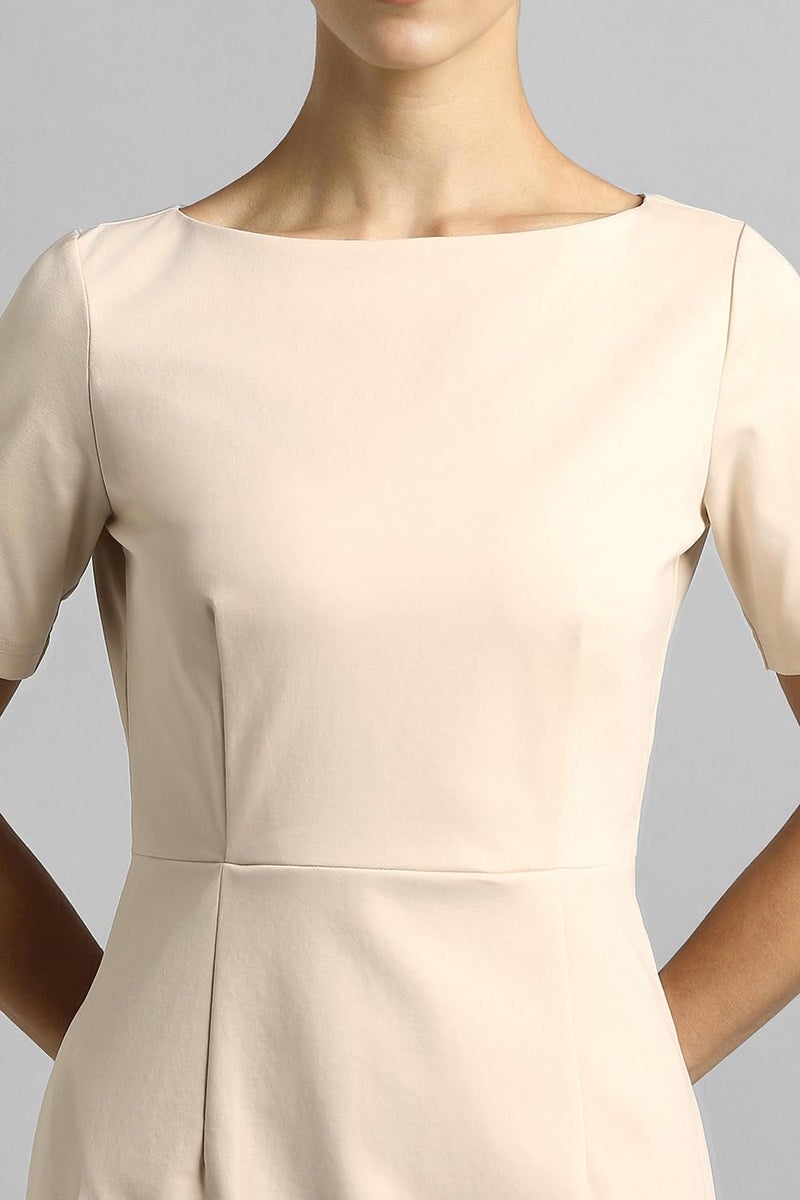 Van Heusen Women Women's Polyester Blend Casual Dress Casual Dress Modern Above The Knee Dress (VWDRCRGFK43410_Beige, XS - Image 4