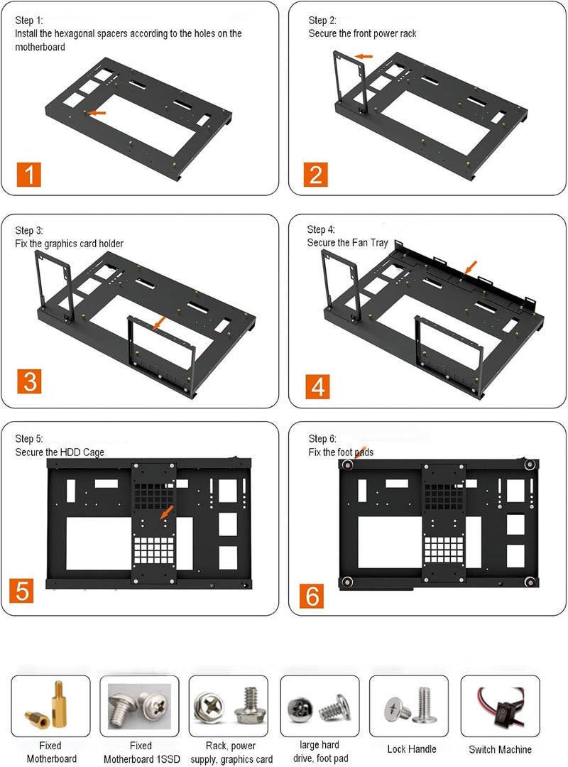Motherboard Case Rack, 12.510.46in Computer Motherboard Case Rack with Vertical Hook, Aluminum Frame Chassis Rack for Motherboard Chasis - Image 3