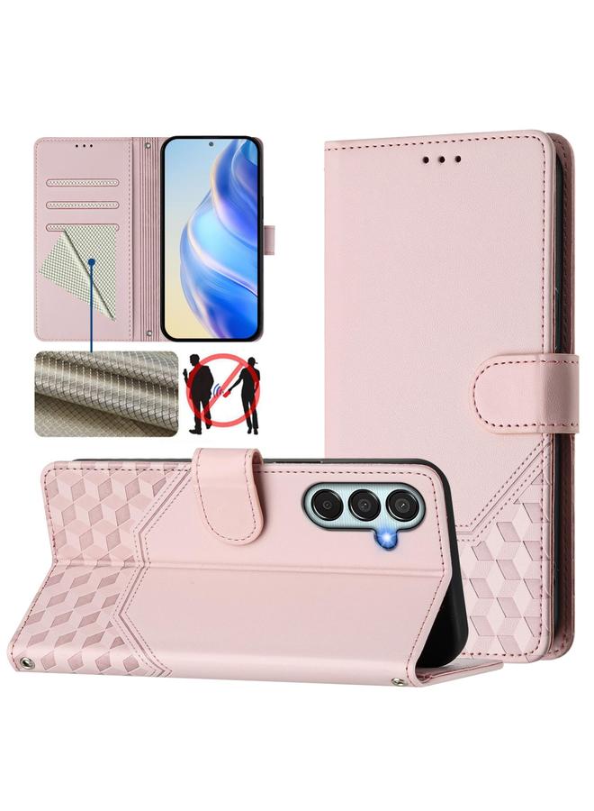 S-TOP Case For Samsung Galaxy M15 5G / F15 5G Honeycomb Embossing RFID Leather Phone Case - Image 1