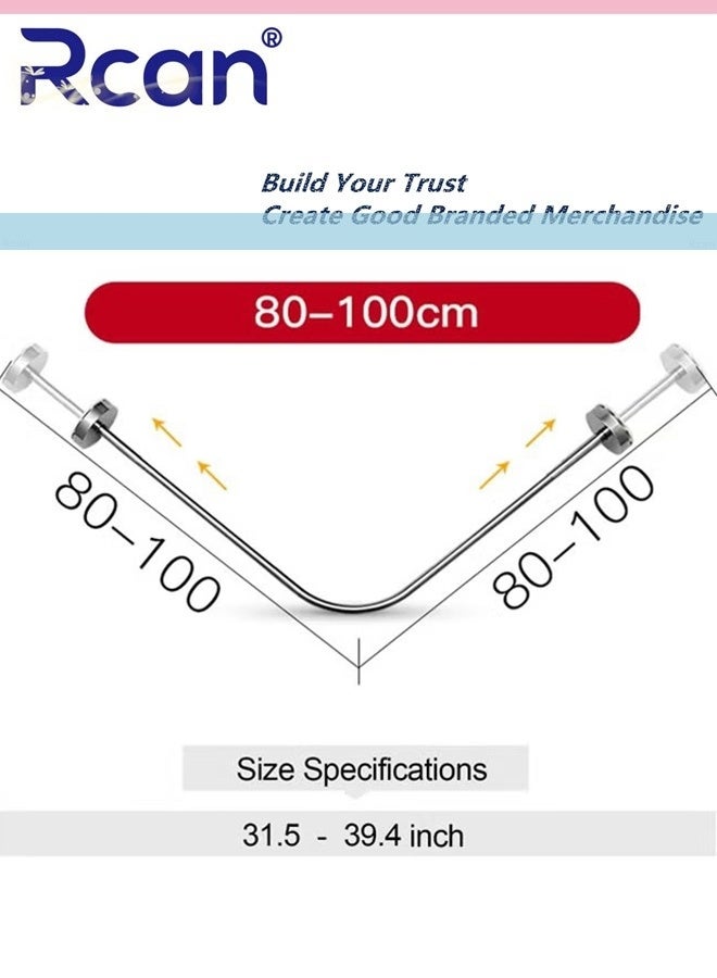 Rcan Shower Curtain Pole Non-Slip Adjustable Shower Curtain Rack Curtain Pole Stainless Steel Clothes Rail Corner Shower Curtain Rail Pole No Drilling 80-100cm - Image 4