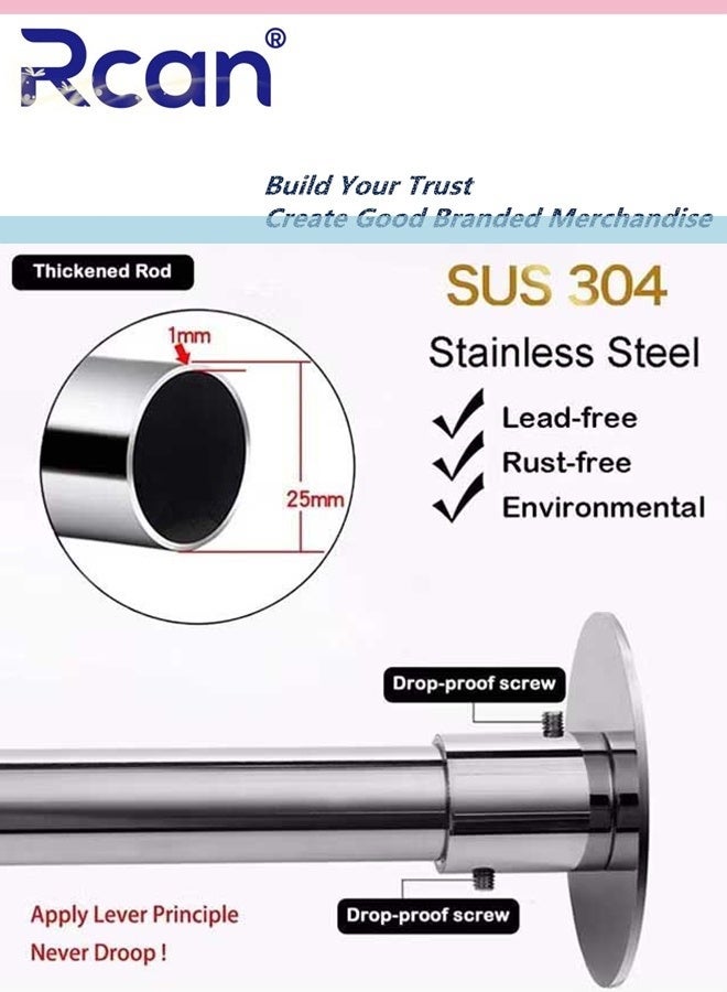 Rcan Shower Curtain Pole Non-Slip Adjustable Shower Curtain Rack Curtain Pole Stainless Steel Clothes Rail Corner Shower Curtain Rail Pole No Drilling 80-100cm - Image 5