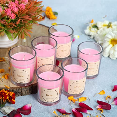 Floryn Decor® Votive Glass Candle | Perfume Candles for Home Decor | Candles for Home Decoration Fragrance | Burning Time- 10 Hours Each (Pack of 6, Scent- English Rose) - Image 2