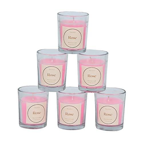 Floryn Decor® Votive Glass Candle | Perfume Candles for Home Decor | Candles for Home Decoration Fragrance | Burning Time- 10 Hours Each (Pack of 6, Scent- English Rose) - Image 4