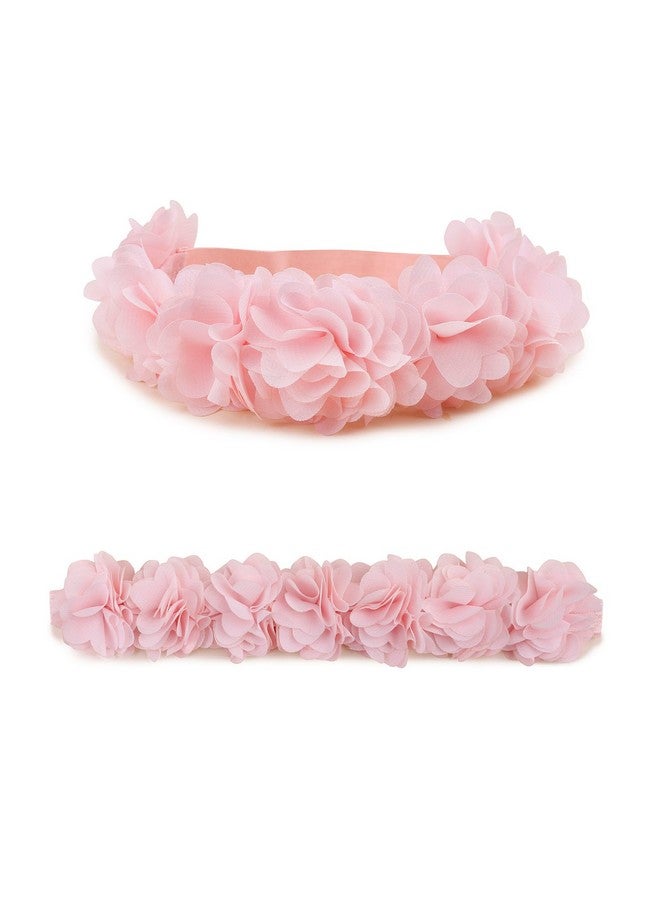 mligril Baby Girl Floral Headbands- 3pcs Nylon Headband Handmade Flower Crown Elastic Hairband Newborn Toddler Hair Accessories Gifts for Girls （1-6 years old） - Image 4