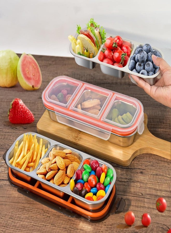 Tendula Reusable Stainless Steel Snack Containers with Airtight Lids, Compartment Snackle Box for Nuts, Fruits for kids, Divided Food Storage Box for work School. (3+2 Compartment) - Image 2