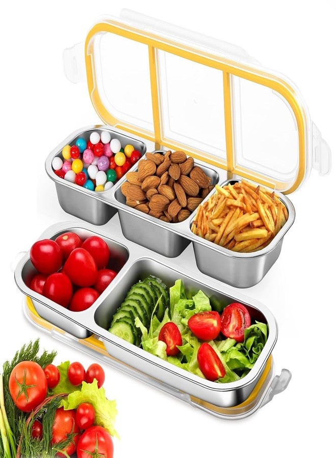 Tendula Reusable Stainless Steel Snack Containers with Airtight Lids, Compartment Snackle Box for Nuts, Fruits for kids, Divided Food Storage Box for work School. (3+2 Compartment) - Image 1