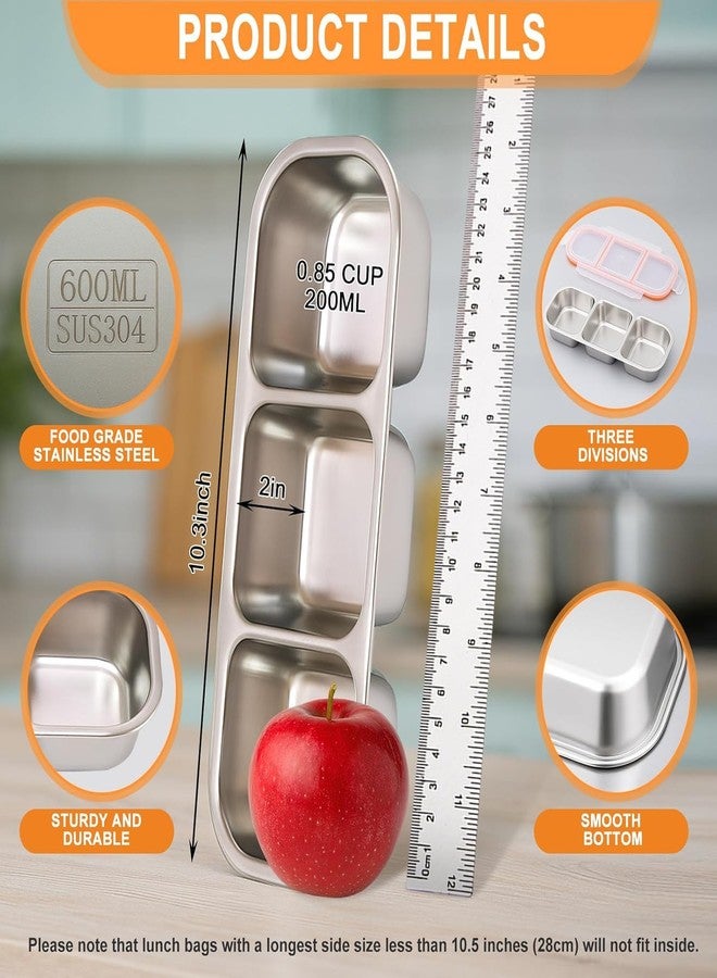 Tendula Reusable Stainless Steel Snack Containers with Airtight Lids, Compartment Snackle Box for Nuts, Fruits for kids, Divided Food Storage Box for work School. (3+2 Compartment) - Image 3