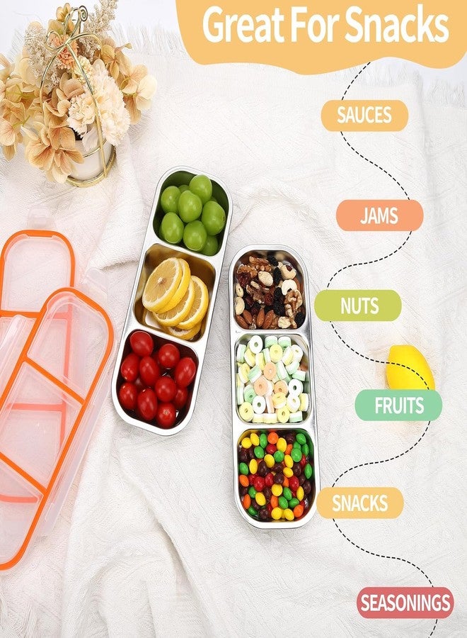 Tendula Reusable Stainless Steel Snack Containers with Airtight Lids, Compartment Snackle Box for Nuts, Fruits for kids, Divided Food Storage Box for work School. (3+2 Compartment) - Image 4