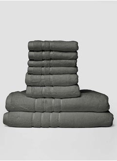 La'Marvel طقم من 8 قطع من لا مارفيل، مناشف بلون رمادي 600 GSM 100% قطن بلكس  - Image 1