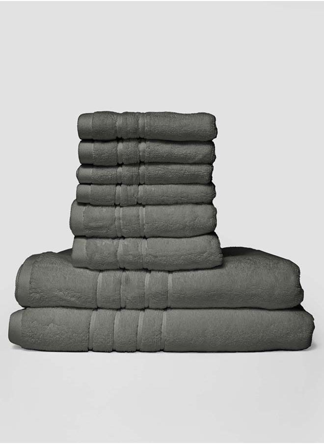 La'Marvel 8 Pieces Set by La'Marvel, Grey 600 GSM 100% Cotton Plux Towels  - Image 1