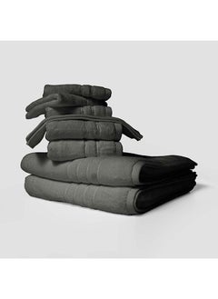 La'Marvel طقم من 8 قطع من لا مارفيل، مناشف بلون رمادي 600 GSM 100% قطن بلكس  - Image 3
