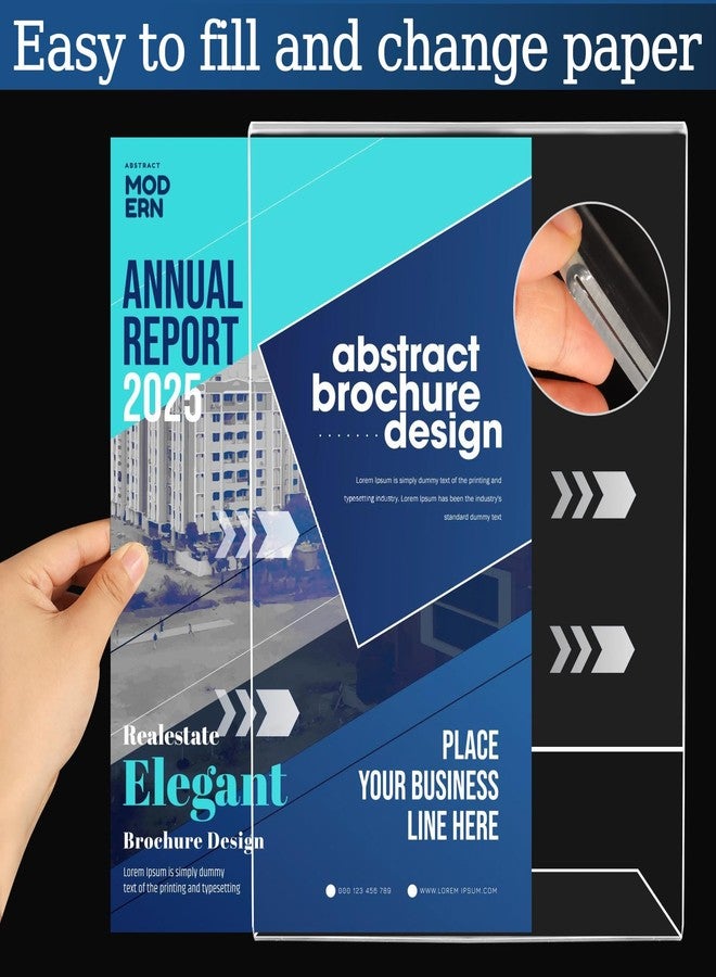 StyEdEk 8.5x11 Inch Acrylic Sign Holder Clear Plastic Table Paper Display Stand L-Shape Vertical Menu Holder Stand Picture Photo Flyer Display Stand for Desktop Flyers, Documents, Office, Restaurants - Image 5