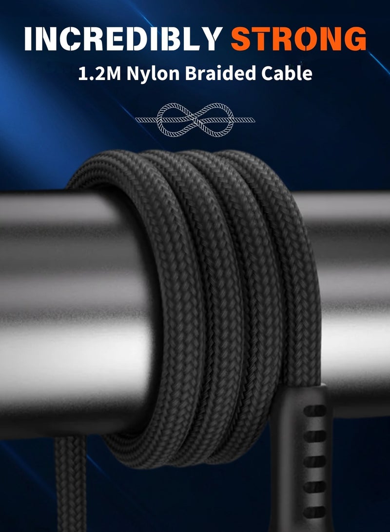 ثريككس كابل شحن سريع THRICEX® 60 وات USB C إلى USB C، سلك بيانات من النوع C مضفر من النايلون بطول 1.2 متر مع شاشة LED، PD 3.0 متوافق مع سلسلة iPhone 16/15، Samsung Galaxy S24 - Image 3