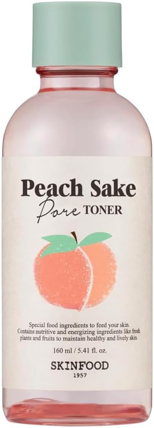 SKIN FOOD since 1957 SKINFOOD Peach Sake Facial Toner 135ml - Tighten Pores and Sebum Control - Skin Moisturizing, Refining, & Hydrating Facial Toners for Oily Skin - Enlarge and Deep Pores Remedy (5.41 fl.oz.) 