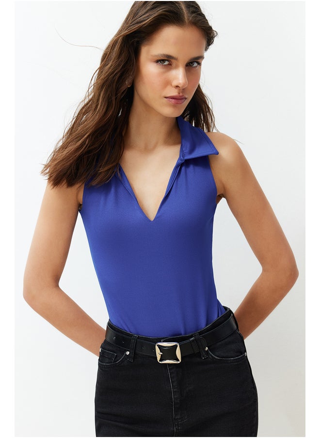 trendyol Saks Fitted Polo Neck Stretchy Snap Fastener Knitted Bodysuit TWOSS24BD00030  - Image 1