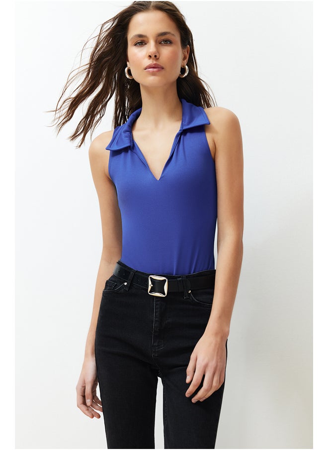 trendyol Saks Fitted Polo Neck Stretchy Snap Fastener Knitted Bodysuit TWOSS24BD00030  - Image 3