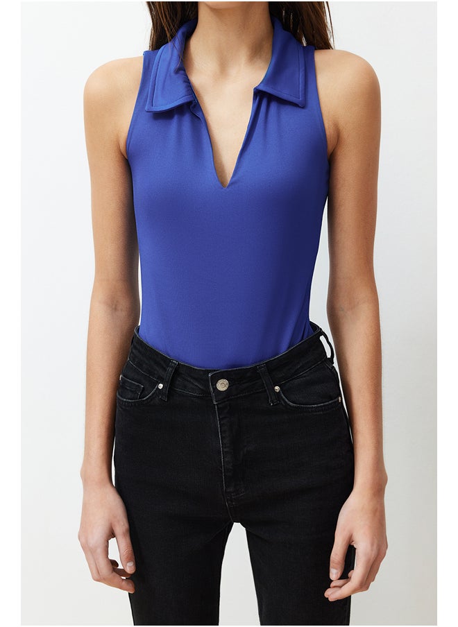 trendyol Saks Fitted Polo Neck Stretchy Snap Fastener Knitted Bodysuit TWOSS24BD00030  - Image 5
