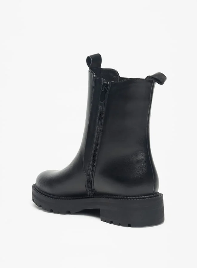 Celeste Womens Solid Boots with Zip Closure